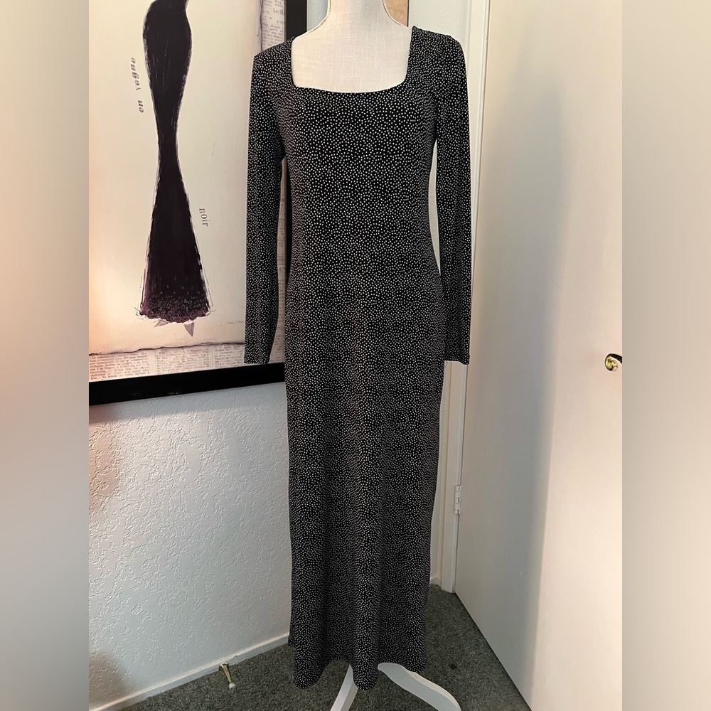 ModCloth Elegant Black and White Long Sleeve Dress